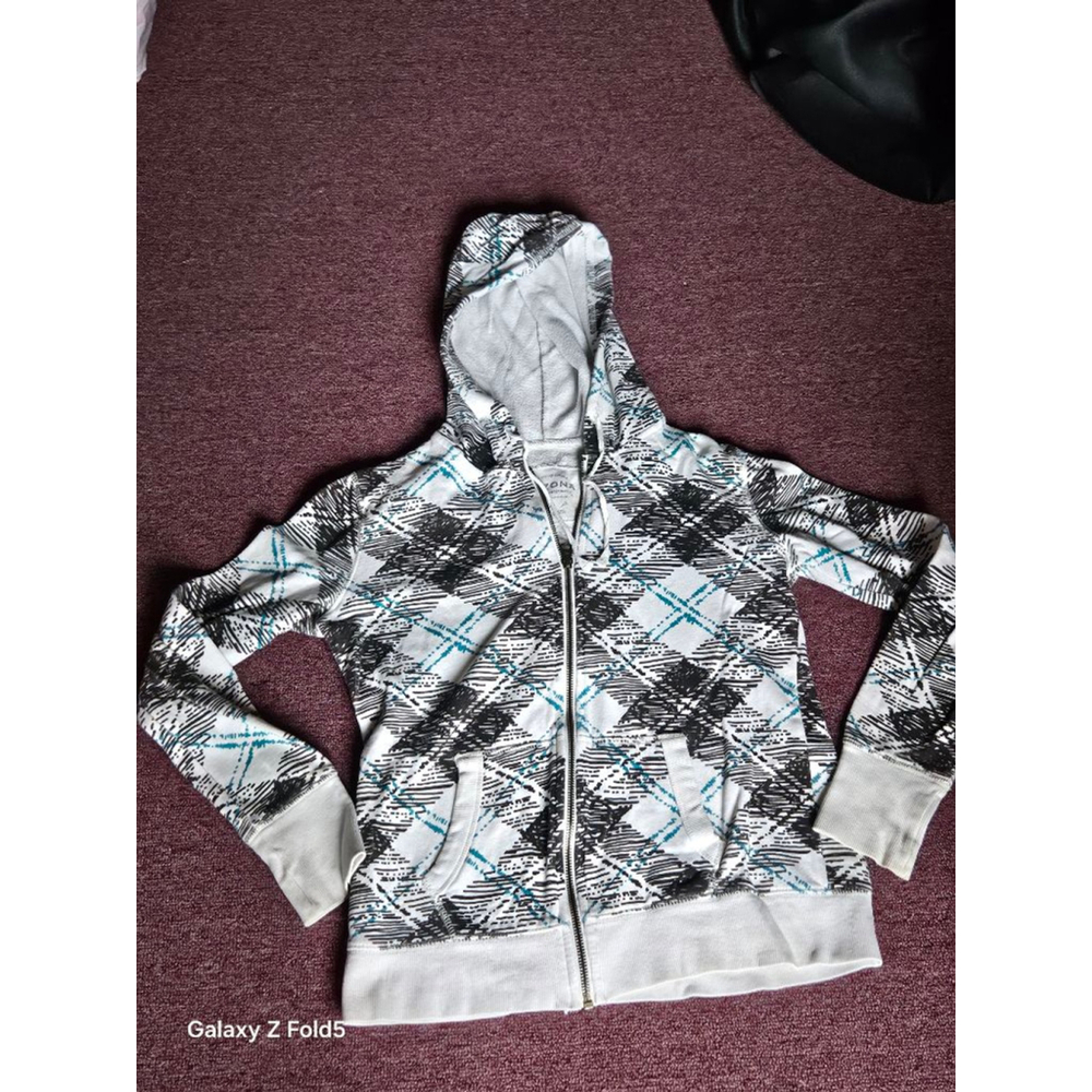 Juniors Arizona Jean Company Plaid Full-Zip Hoodie M White Black